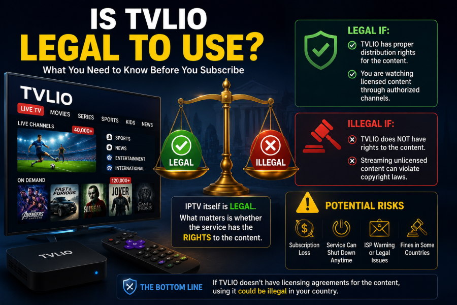 Is TVLIO legal to use? IPTV legality, licensing, and legal risks explained