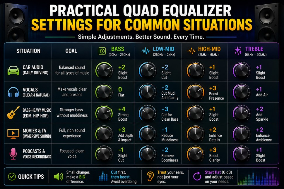 Practical Quad Equalizer Settings for Common Situations