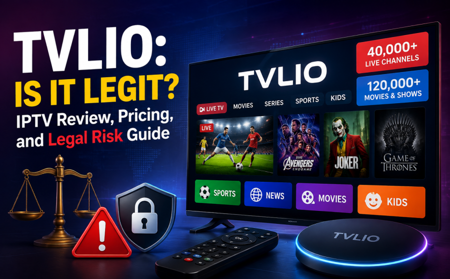 TVLIO IPTV review showing live channels, movies, pricing, legality, and security risks