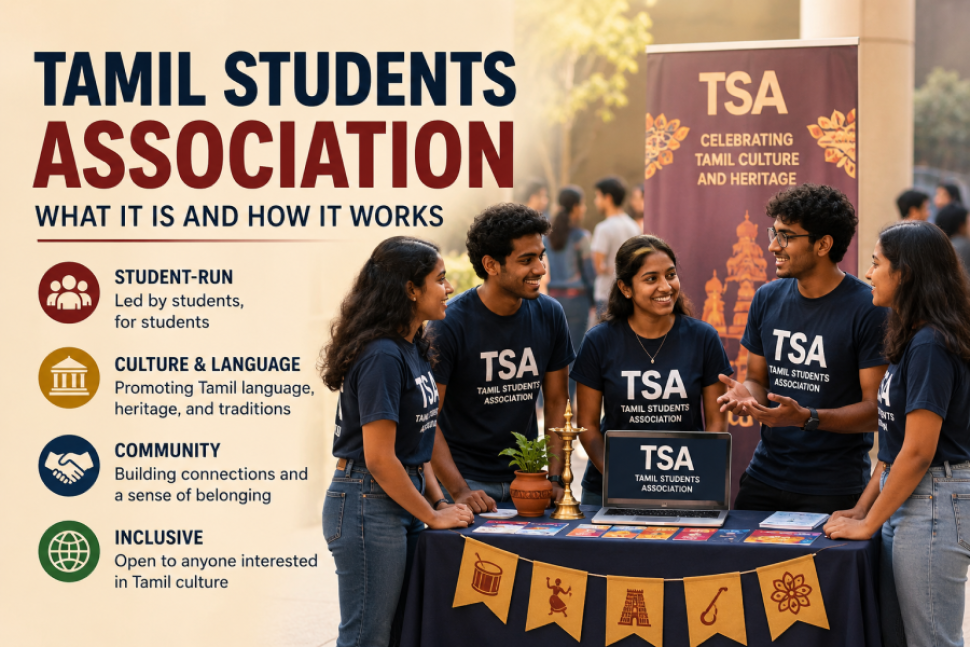 Tamil Students Association explaining student-led Tamil culture, language, and community activities