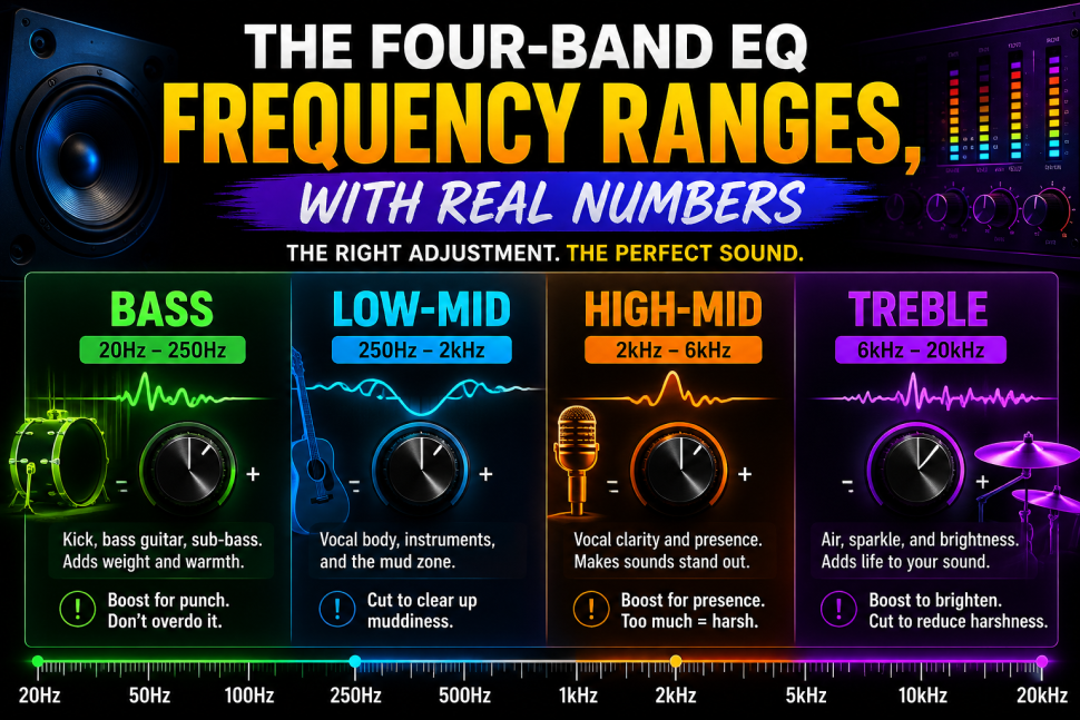 The Four-Band EQ Frequency Ranges with Real Numbers