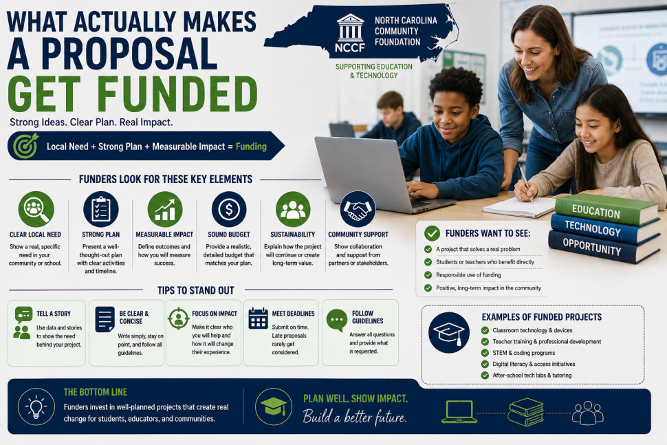Grant proposal funding strategy for North Carolina education and technology projects