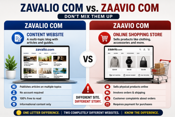 Zavalio Com legitimacy review showing a multi-topic blog and comparison with Zaavio Com