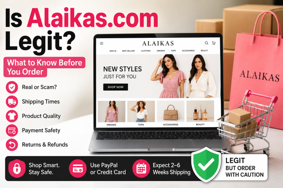 Alaikas.com legitimacy review showing online shopping safety, shipping, product quality, payment security, and returns.