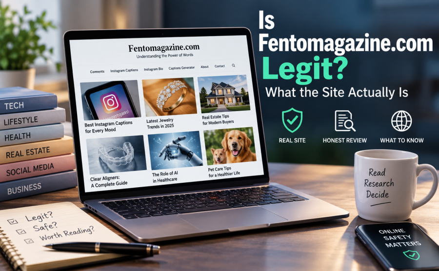 Fentomagazine.com legitimacy review showing the website on a laptop